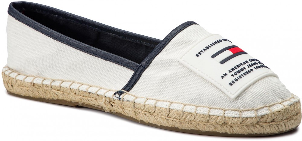 Espadrilles TOMMY JEANS - Rubber Patch Espadrille EN0EN00527 White 100