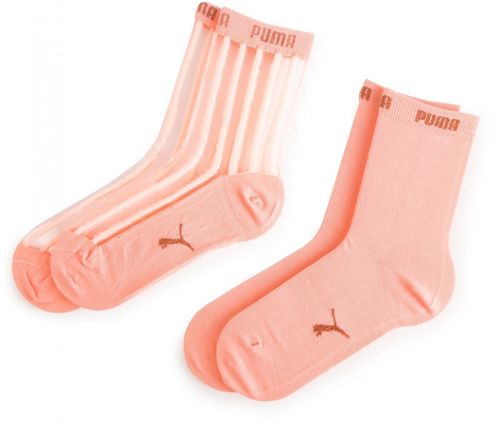 Két pár hosszú szárú női zokni PUMA - 907366 Peach 04