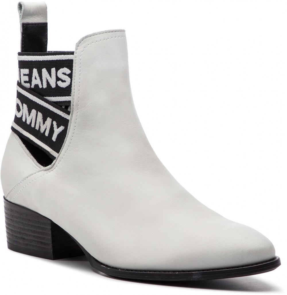 Magasított cipő TOMMY JEANS - Pop Webbing Chelsea Boot EN0EN00433 White 100