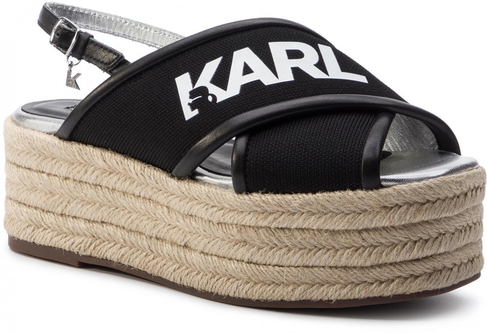 Espadrilles KARL LAGERFELD - KL80305 Black Knit Textile W/White