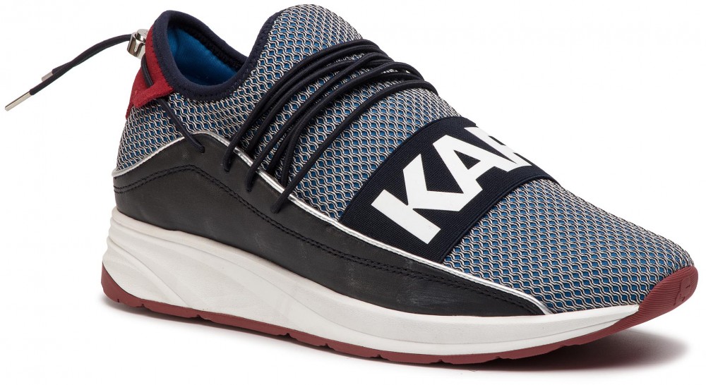 Sportcipő KARL LAGERFELD - KL51144 Navy Satin Text W/Blue