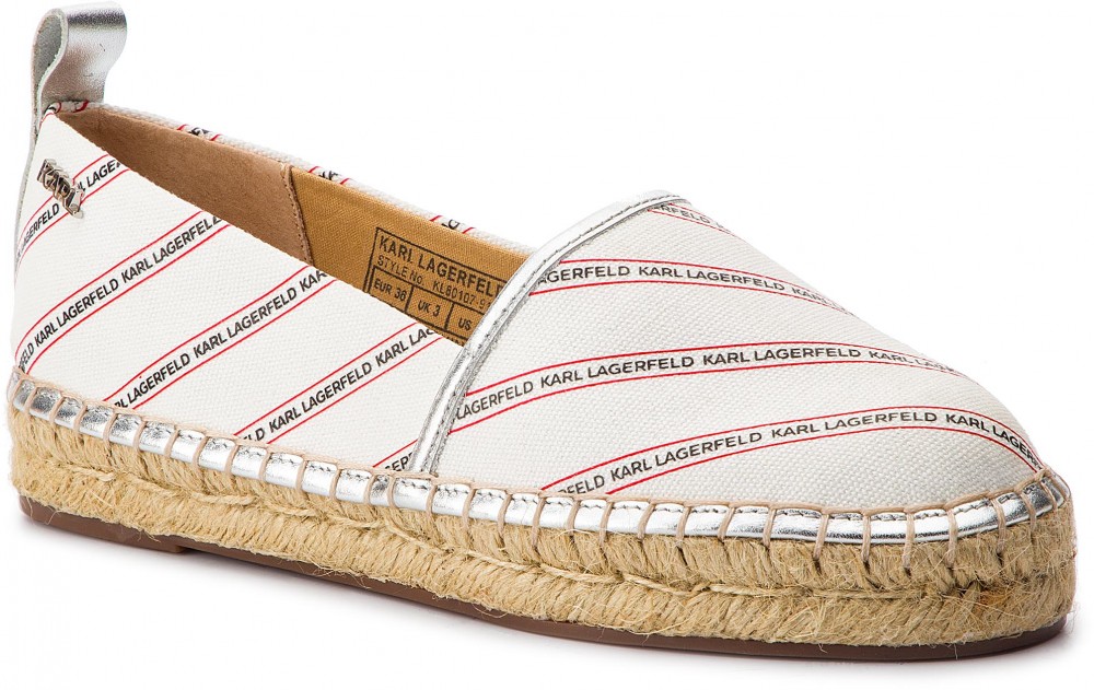 Espadrilles KARL LAGERFELD - KL80107 White Canvas W/Silver