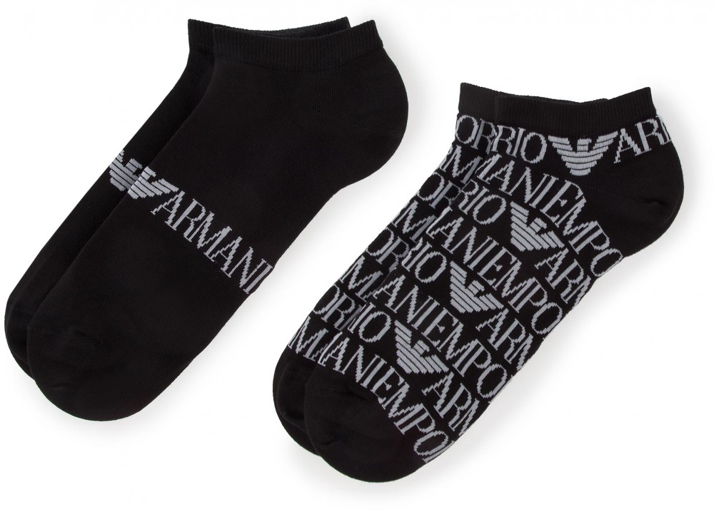 Két pár rövid unisex zokni EMPORIO ARMANI - 302228 9P284 00321 r.39/46 Nero/Grigio