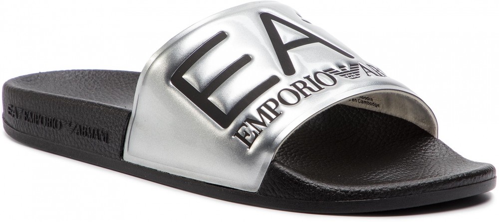 Papucs EA7 EMPORIO ARMANI - XCP001 XCC22 A854 Shiny Silver/Black