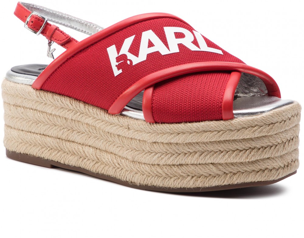 Espadrilles KARL LAGERFELD - KL80305 Red Knit Textile W/White