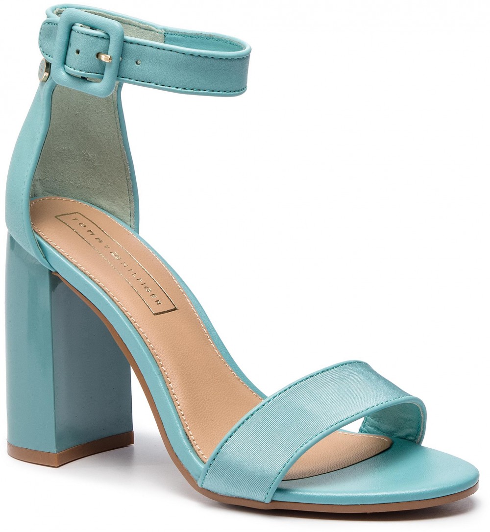 Szandál TOMMY HILFIGER - Heeled Sandal Tommy Pastel FW0FW04116 Aqua Haze 447