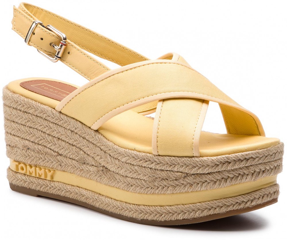 Espadrilles TOMMY HILFIGER - Flatform Sandal Tommy Pastel FW0FW03826 Golden Haze 731