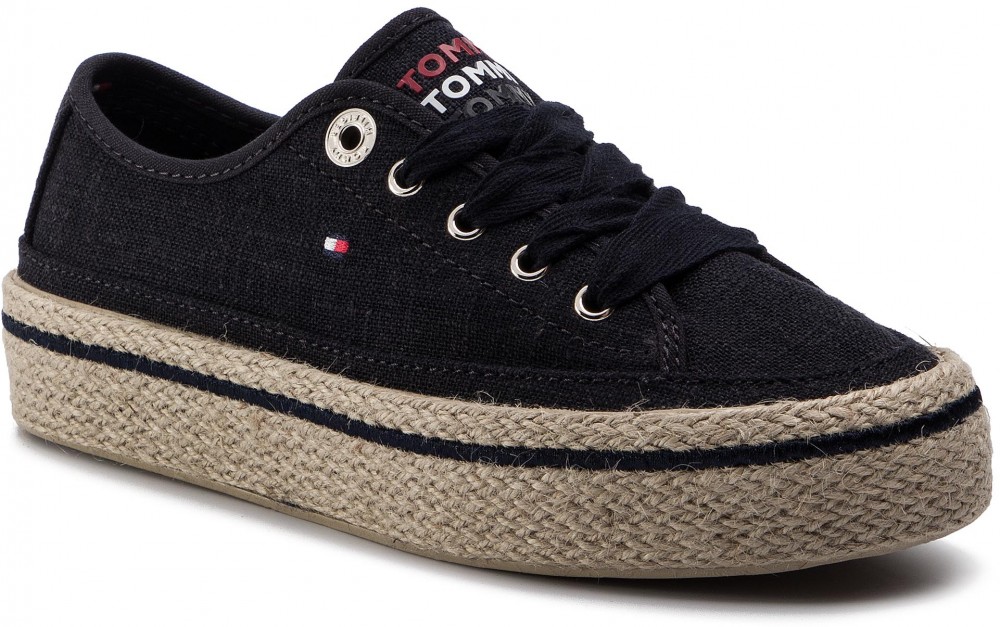 Espadrilles TOMMY HILFIGER - Jute Detail Flatform Sneaker FW0FW04262 Midnight 403