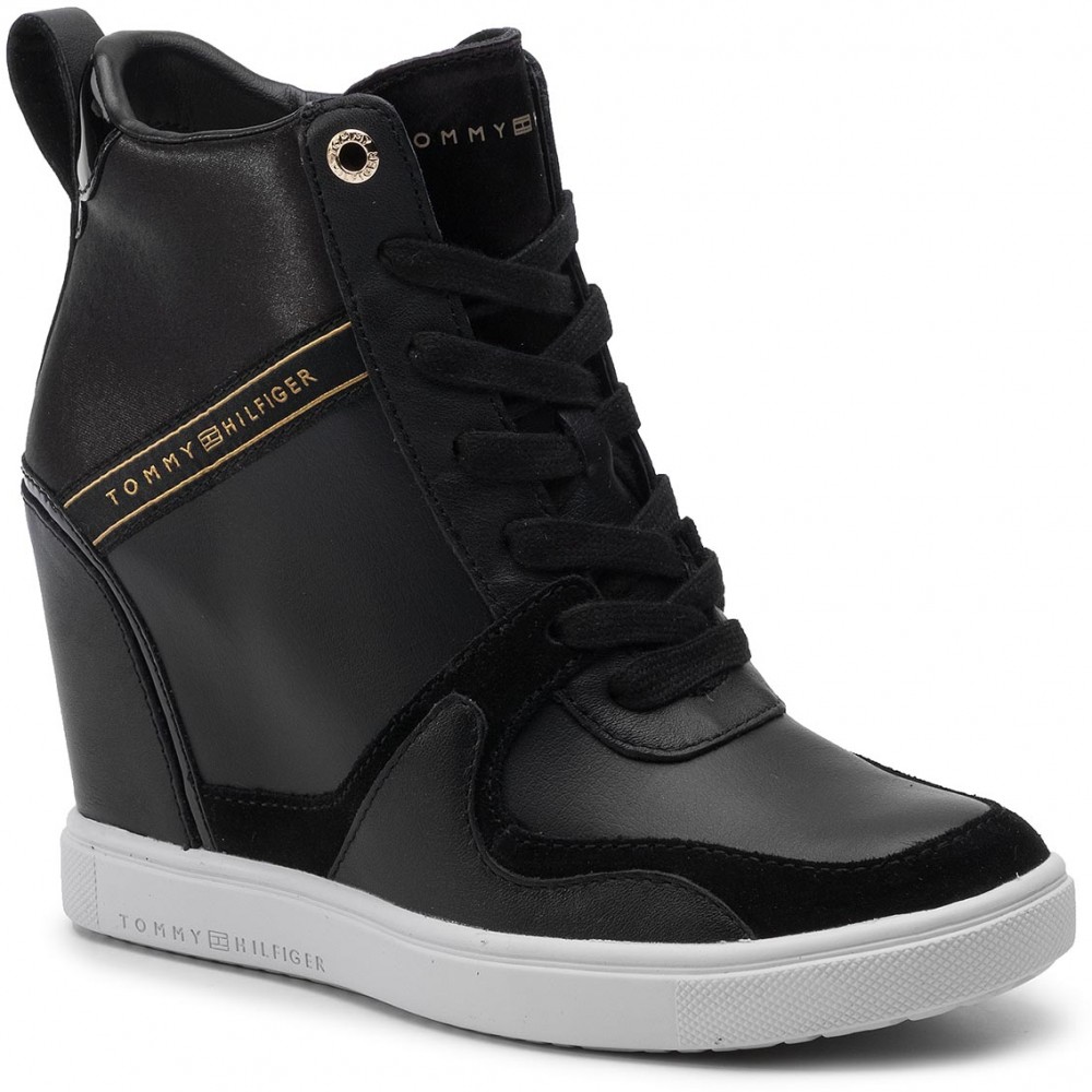 Sportcipő TOMMY HILFIGER - Dressy Sneaker Wedge FW0FW04153 Black 990