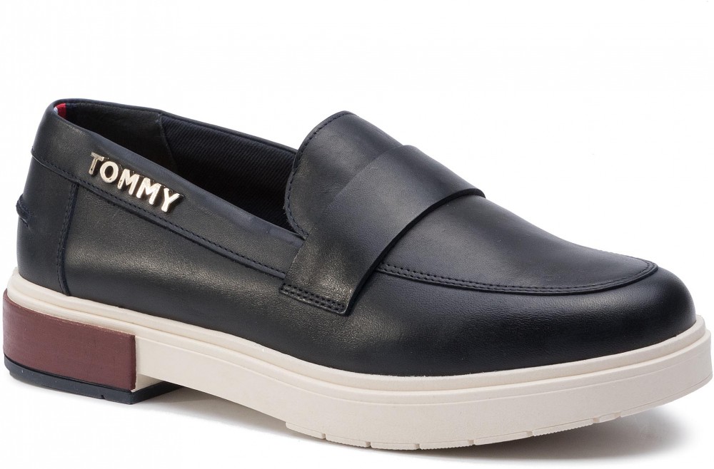 Félcipő TOMMY HILFIGER - Casual Leather Loafer FW0FW04167 Midnight 403