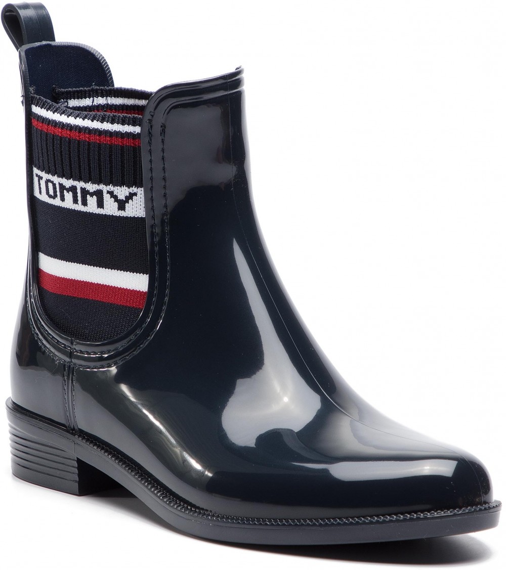 Gumicsizmák TOMMY HILFIGER - Elastic Rain Boot FW0FW03836 Midnight 403