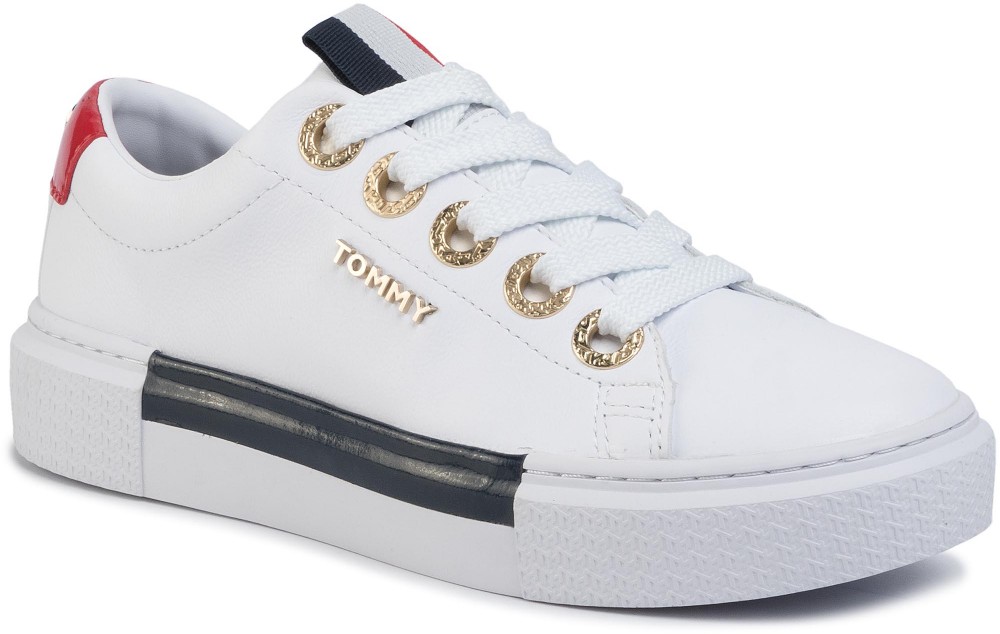 Sportcipő TOMMY HILFIGER - Leather Elevated Tommy Sneaker FW0FW04600 White YBS