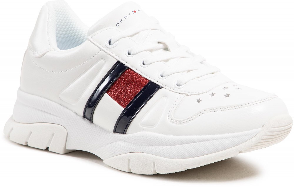 Sportcipő TOMMY HILFIGER - Low Cut Lace-Up Sneaker T3A4-31032-0813 S White 100