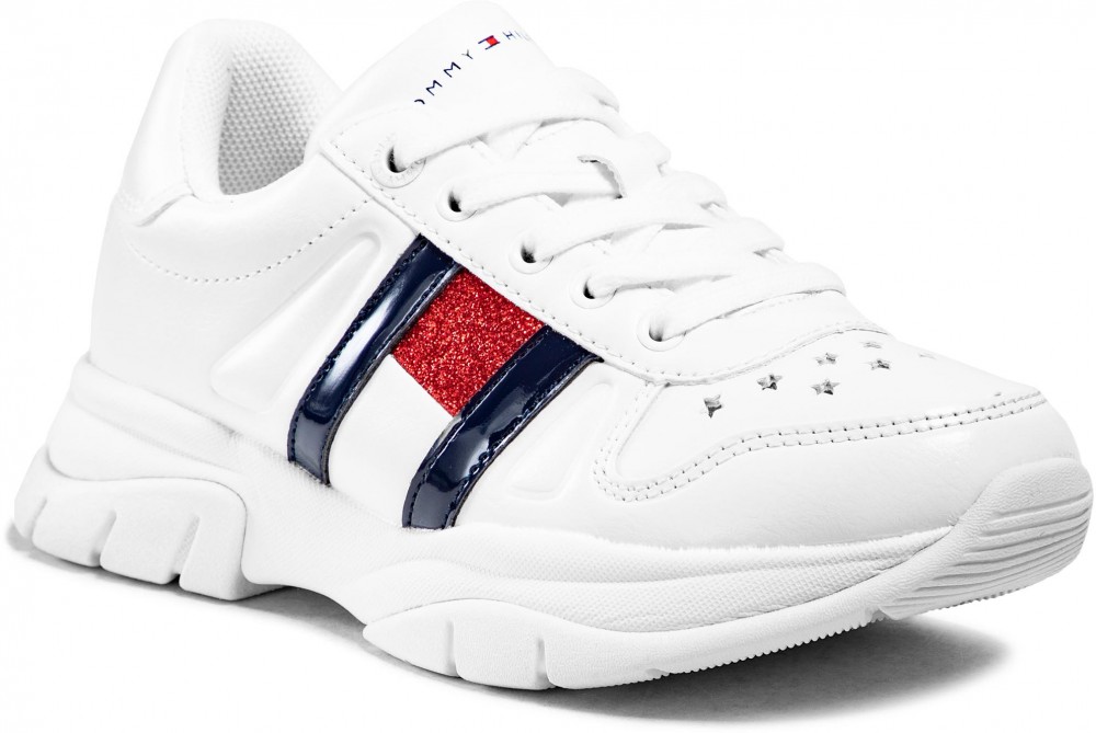 Sportcipő TOMMY HILFIGER - Low Cut Lace-Up Sneaker T3A4-31032-0813100 M White 100