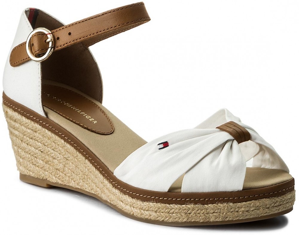 Espadrilles TOMMY HILFIGER - Iconic Elba Sandal FW0FW00906 Whisper White 121