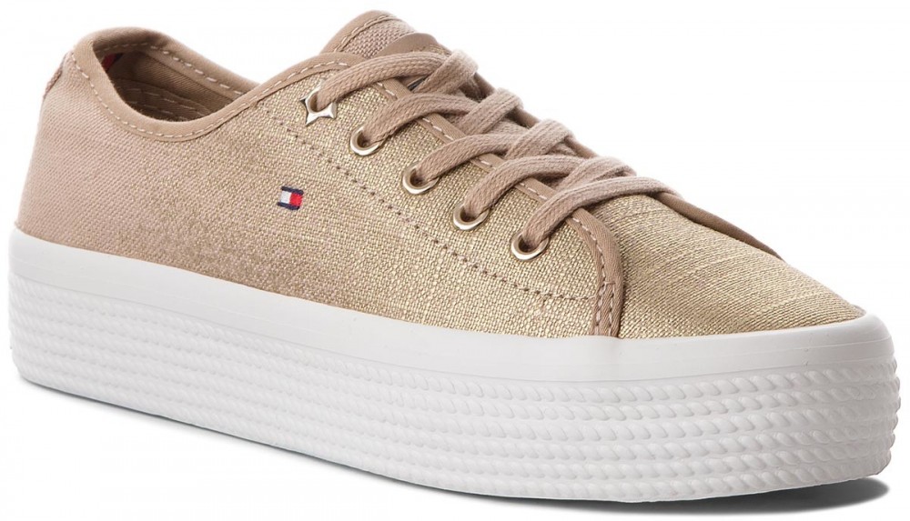 Teniszcipő TOMMY HILFIGER - Metallic Flatform Sneaker FW0FW02984 Desert Sand 932