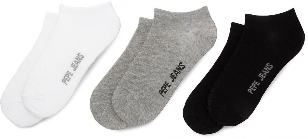 Három pár rövid női zokni PEPE JEANS - 3Ppk Womens Pepe Jeans Trainer Liner Toni PLU10010 Black/White/Grey 0AA