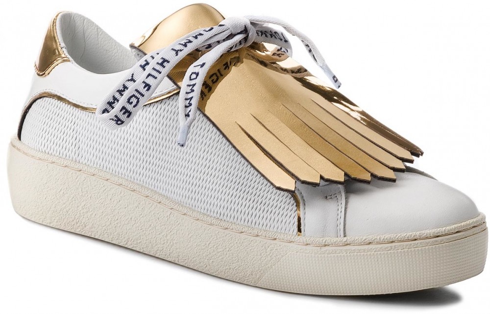 Sportcipő TOMMY HILFIGER - Playful Leather Iconic Sneaker FW0FW02978 White 100