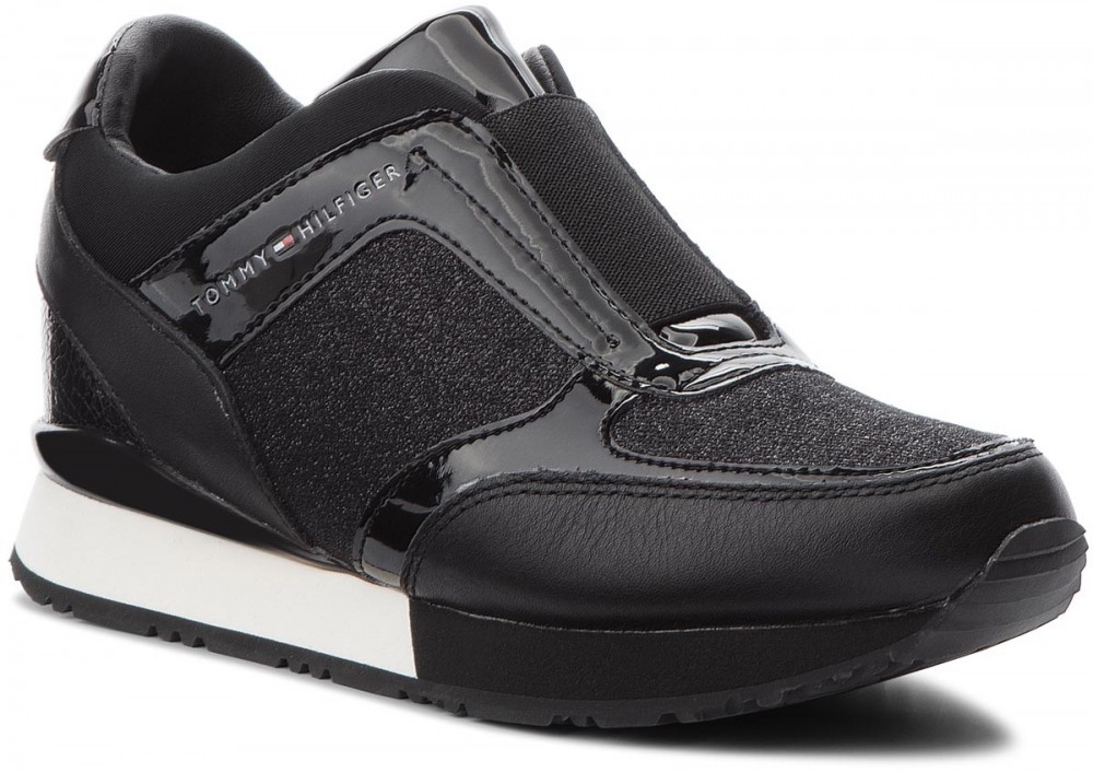 Sportcipő TOMMY HILFIGER - Elastic Wedge Sneaker FW0FW03553 Black 990