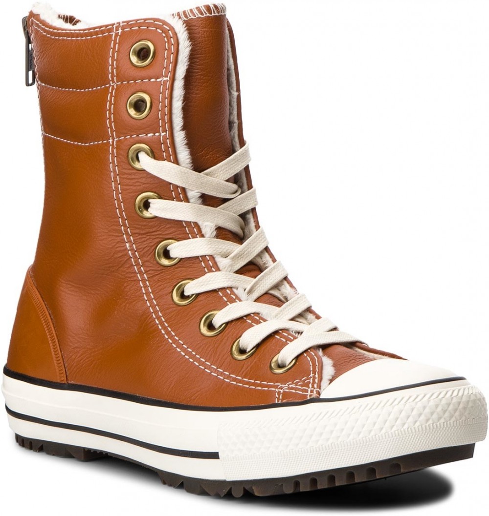 Tornacipő CONVERSE - Ctas Hi-Rise Boot Leather+Fur 553390C Antique Sepia/Parchment/Egret