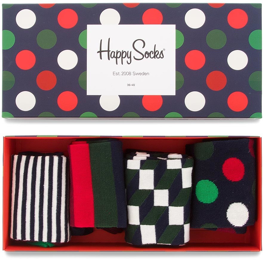 Négy pár hosszú szárú unisex zokni HAPPY SOCKS - XBDO09-4000 Színes