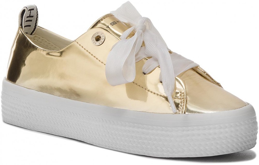 Sportcipő TOMMY HILFIGER - Mirror Metal Flatform Sneaker FW0FW03378 Light Gold 708