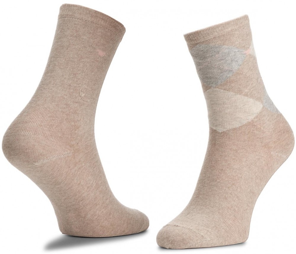 Két pár hosszú szárú női zokni TOM TAILOR - 9879 35-38 Argyle Beige Mel 792