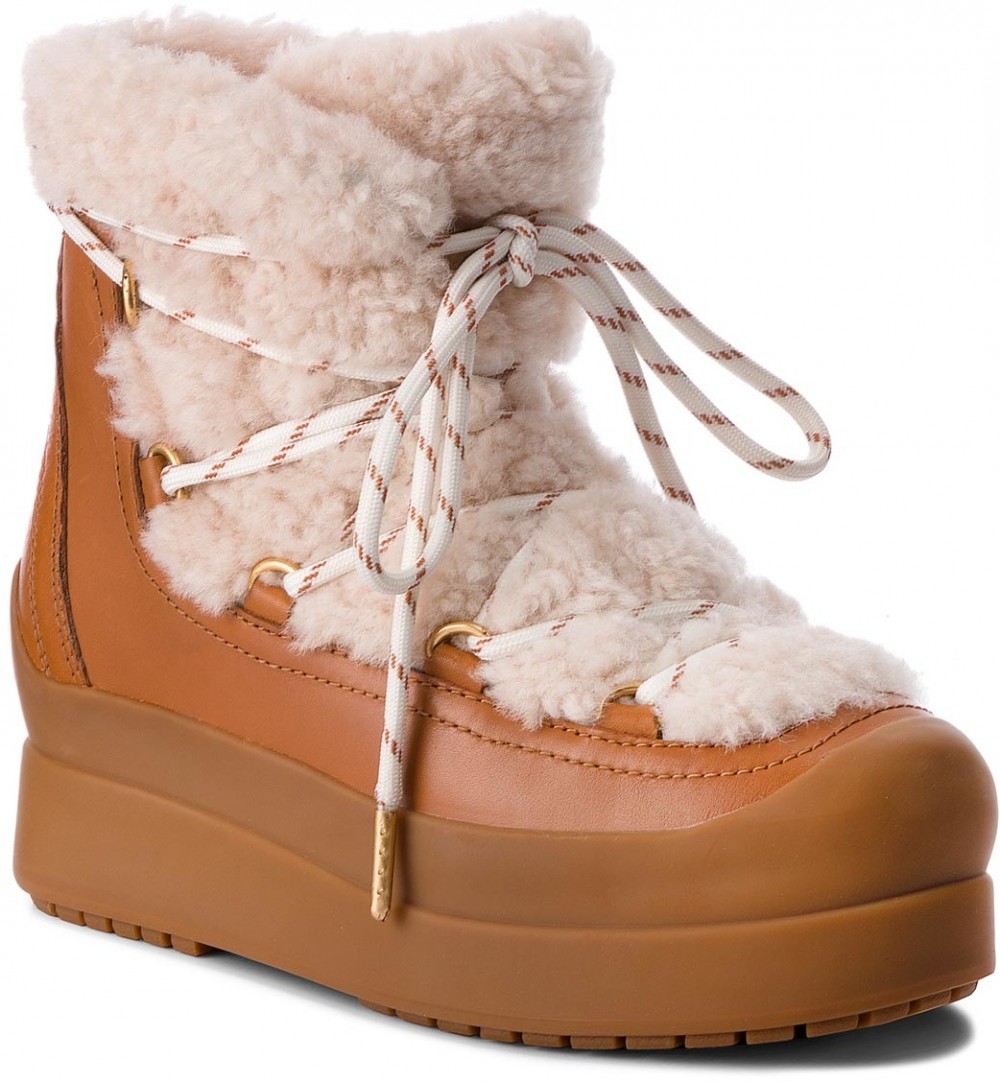 Cipő TORY BURCH - Courtney 60Mm Shearling Boot 50059 Natural/Tan 276