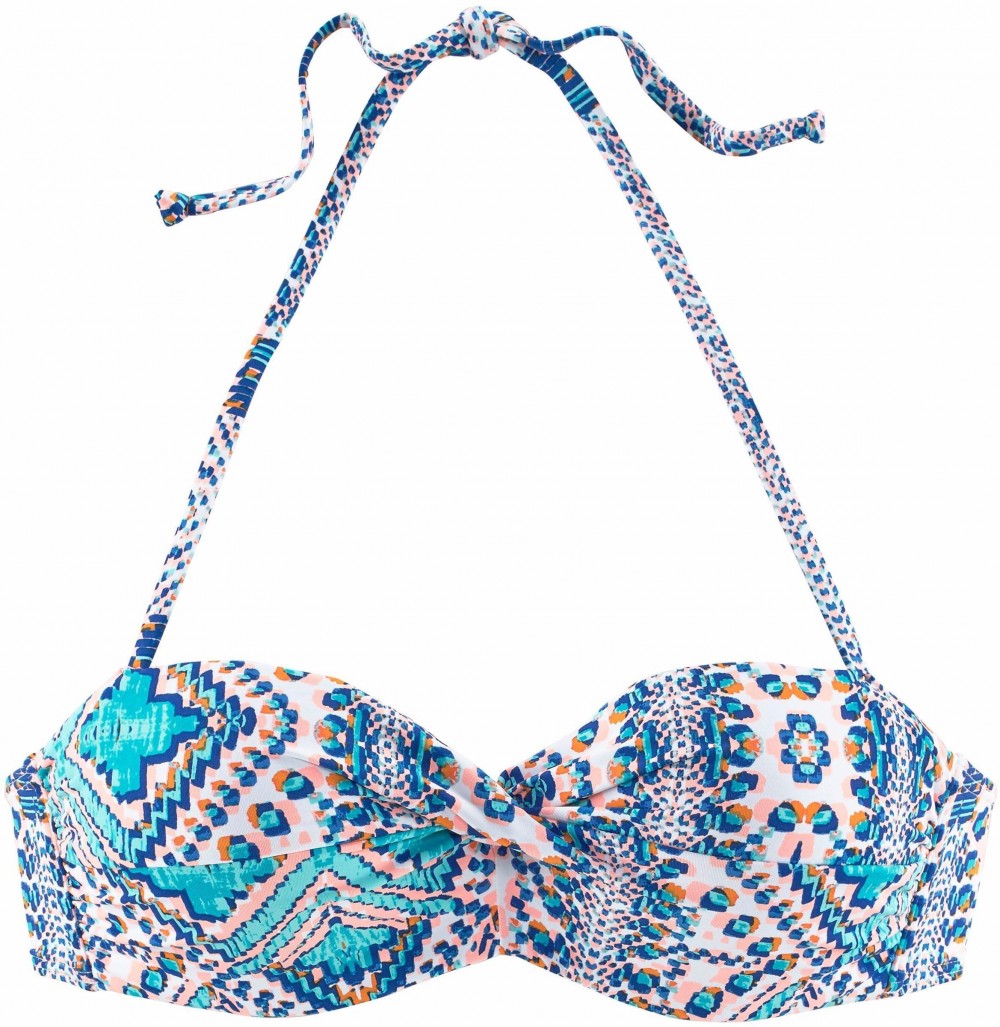Sunseeker merevítős levehető pántos bikini felső, sunseeker lazac-kék nyomott mintás - D kosár 34