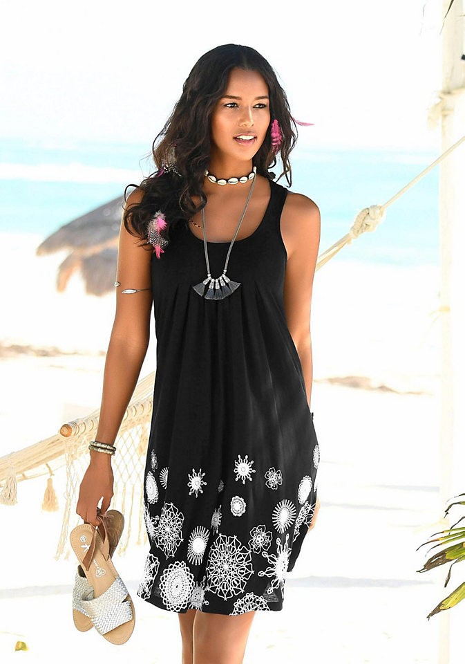 Beachtime Beachtime strandruha grafikus nyomással fekete-fehér »Virágok« 52