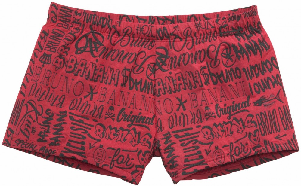 Bruno Banani Bruno Banani trendi boxer stílusú fürdőnadrág logó felirattal piros-fekete S