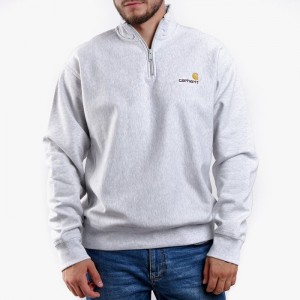 Carhartt Half Zip American Script I027014 ASH HEATHER galéria