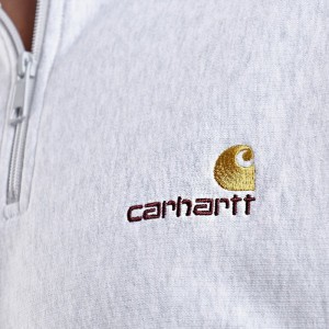 Carhartt Half Zip American Script I027014 ASH HEATHER galéria