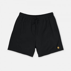 Carhartt Wip Chase Swim Trunks I026235 BLACK/GOLD galéria