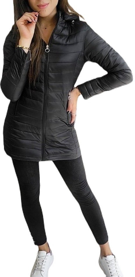 fekete női steppelt kabát