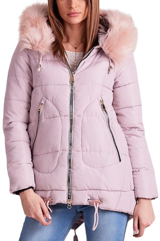 Női téli rózsaszín kabát