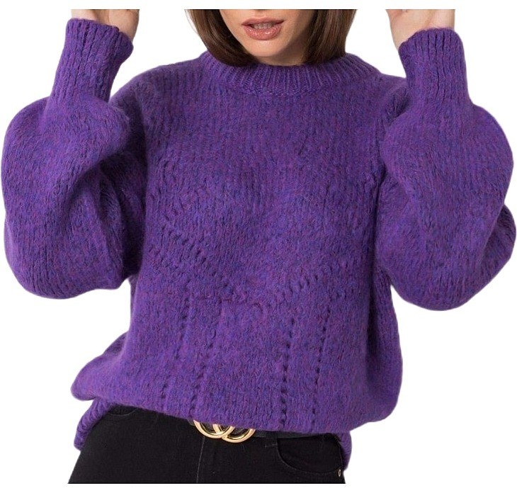 Sötétlila női kötött pulóver