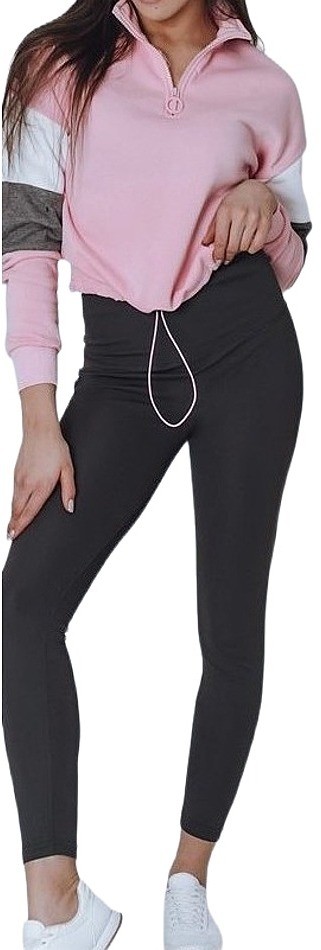 Világos rózsaszín női pulóver cipzárral