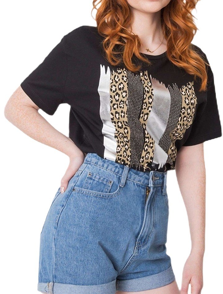 fekete női póló nyomtatással