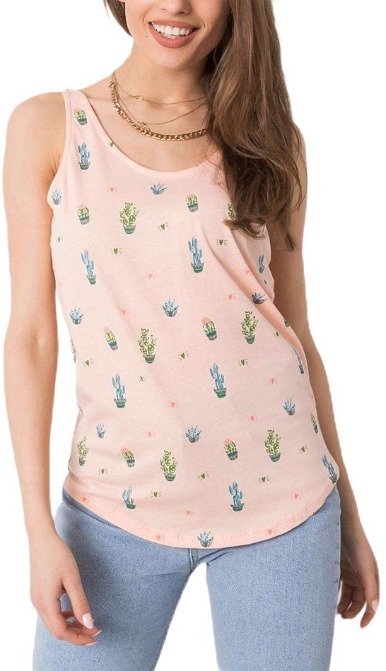 Világos rózsaszín női felső kaktuszokkal