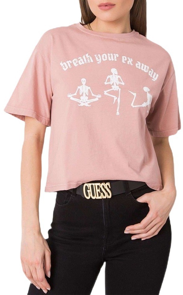 Világos rózsaszín női póló nyomtatással