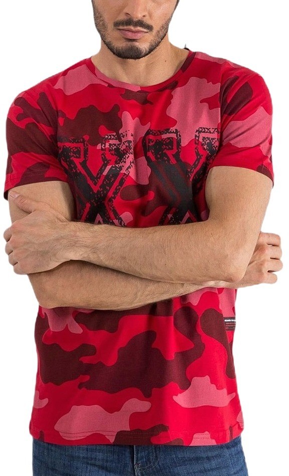 piros férfi camo póló
