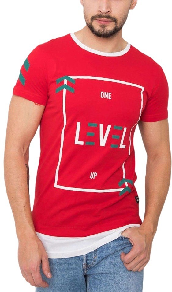 piros férfi póló lvl nyomtatással