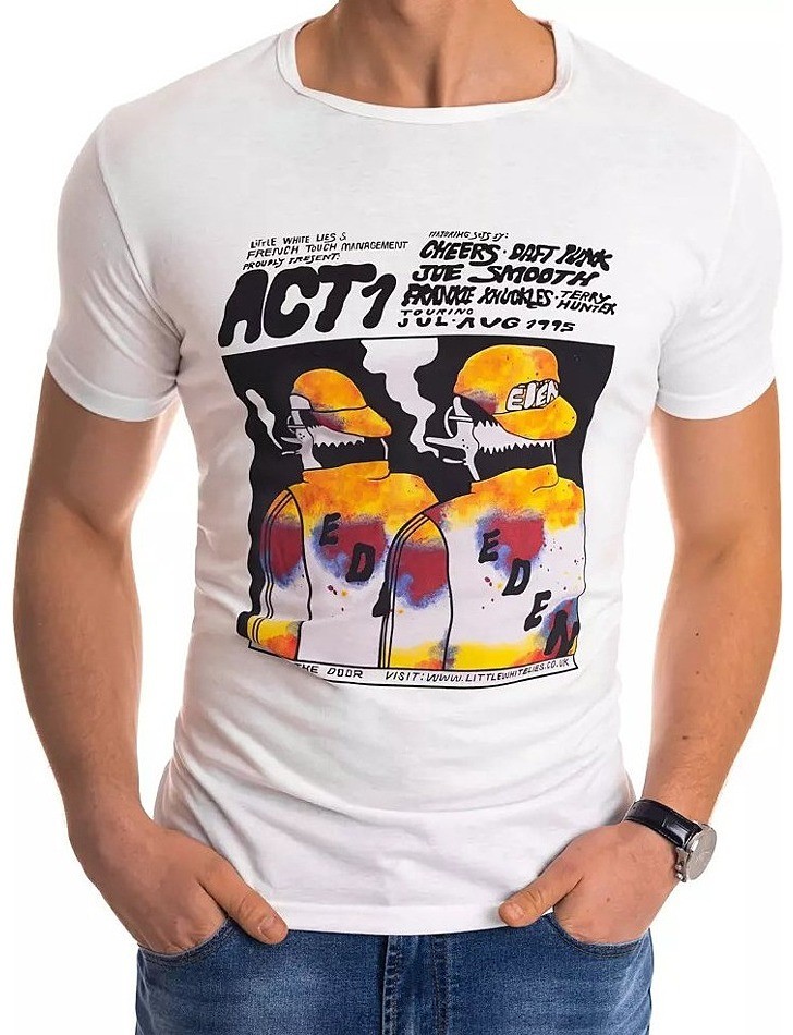 Fehér férfi póló, act nyomtatással