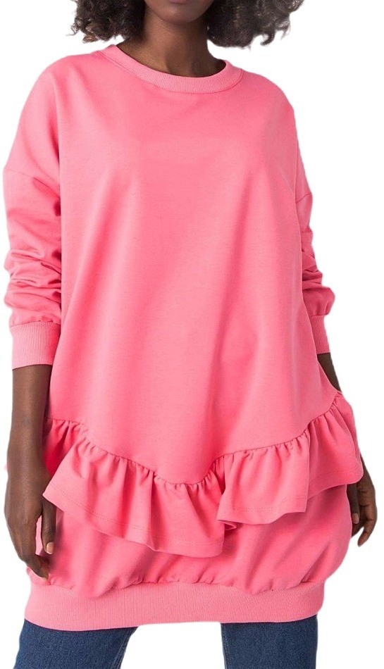 Rózsaszín női pulóver fodrokkal
