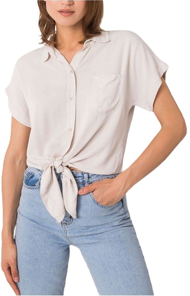Bézs színű női ing, kötéssel