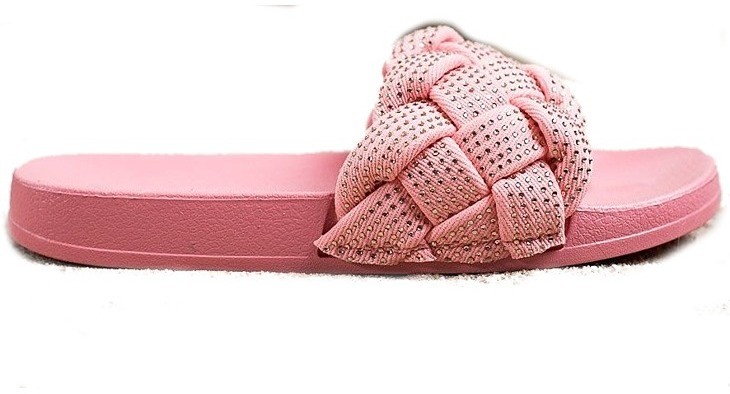 Rózsaszín textil papucs kristályokkal
