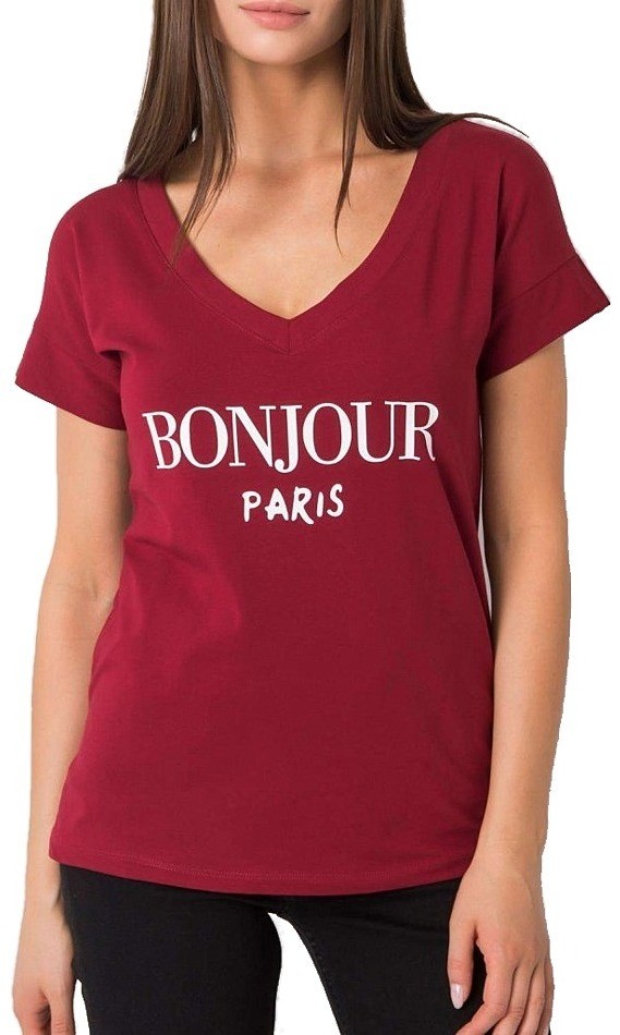 Burgundi női póló felirattal