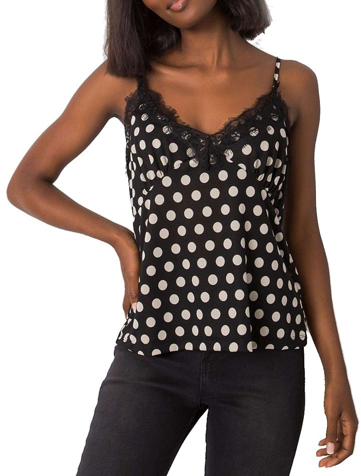 fekete női felső pöttyös