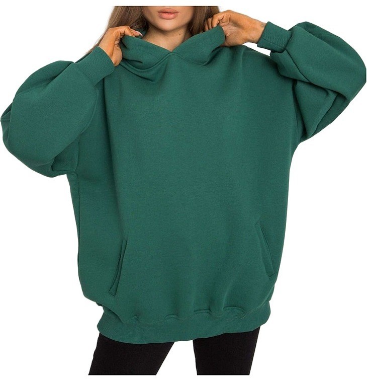 Zöld, túlméretezett pulóver minta nélkül